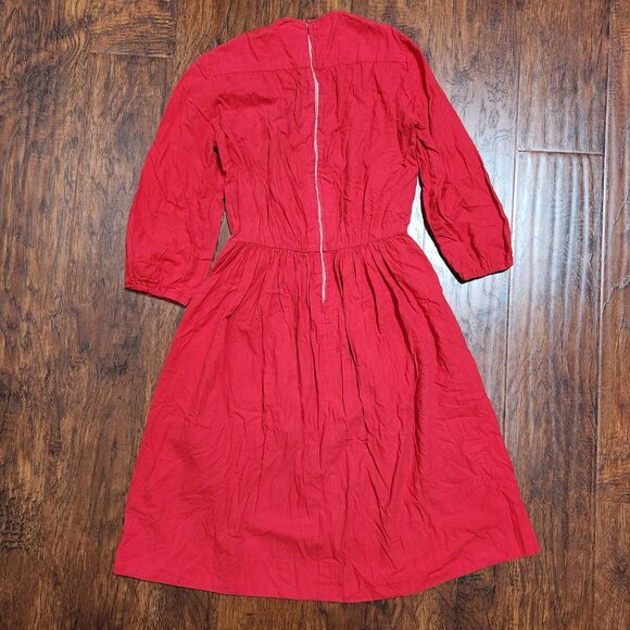 Vintage cotton red dress - Picture 3 of 4